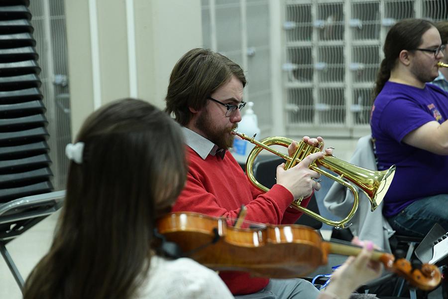 Music students in a studio
